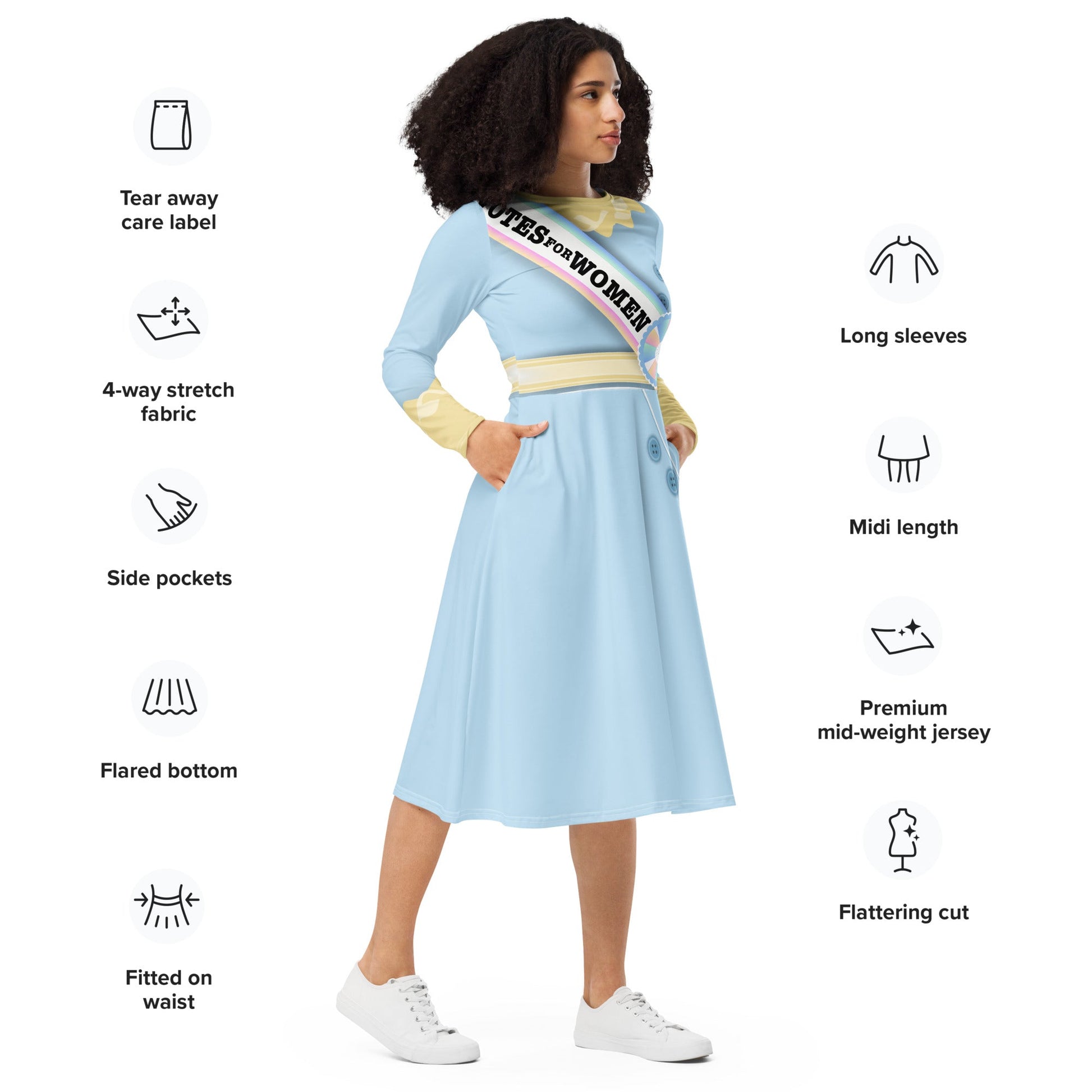 Women's Suffrage long sleeve midi dress- cosplay, bounding, costume active wearboo to youSkater DressLittle Lady Shay Boutique