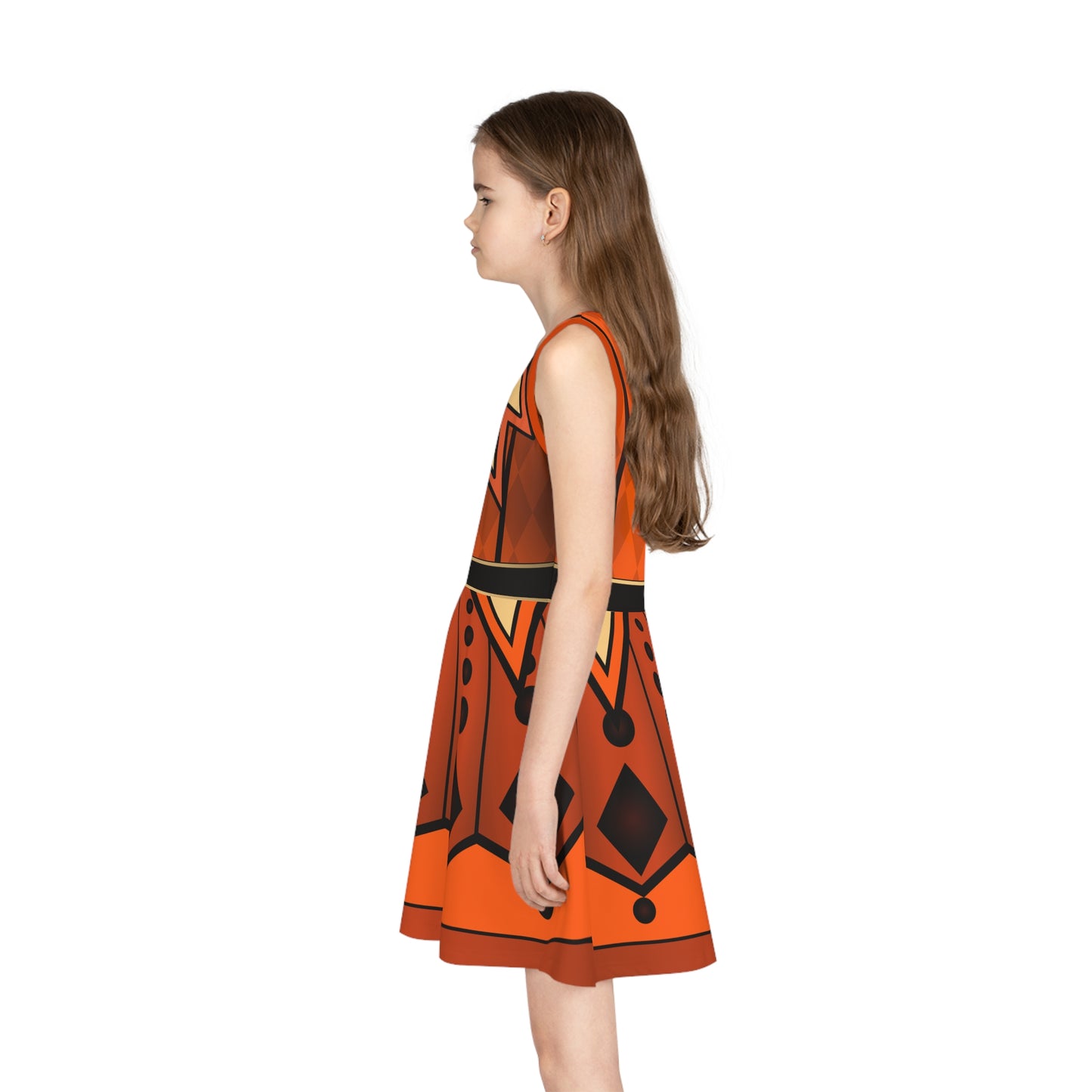 Girls Vintage Halloween Twirl Dress | Pumpkin Orange & Black Fall Dress