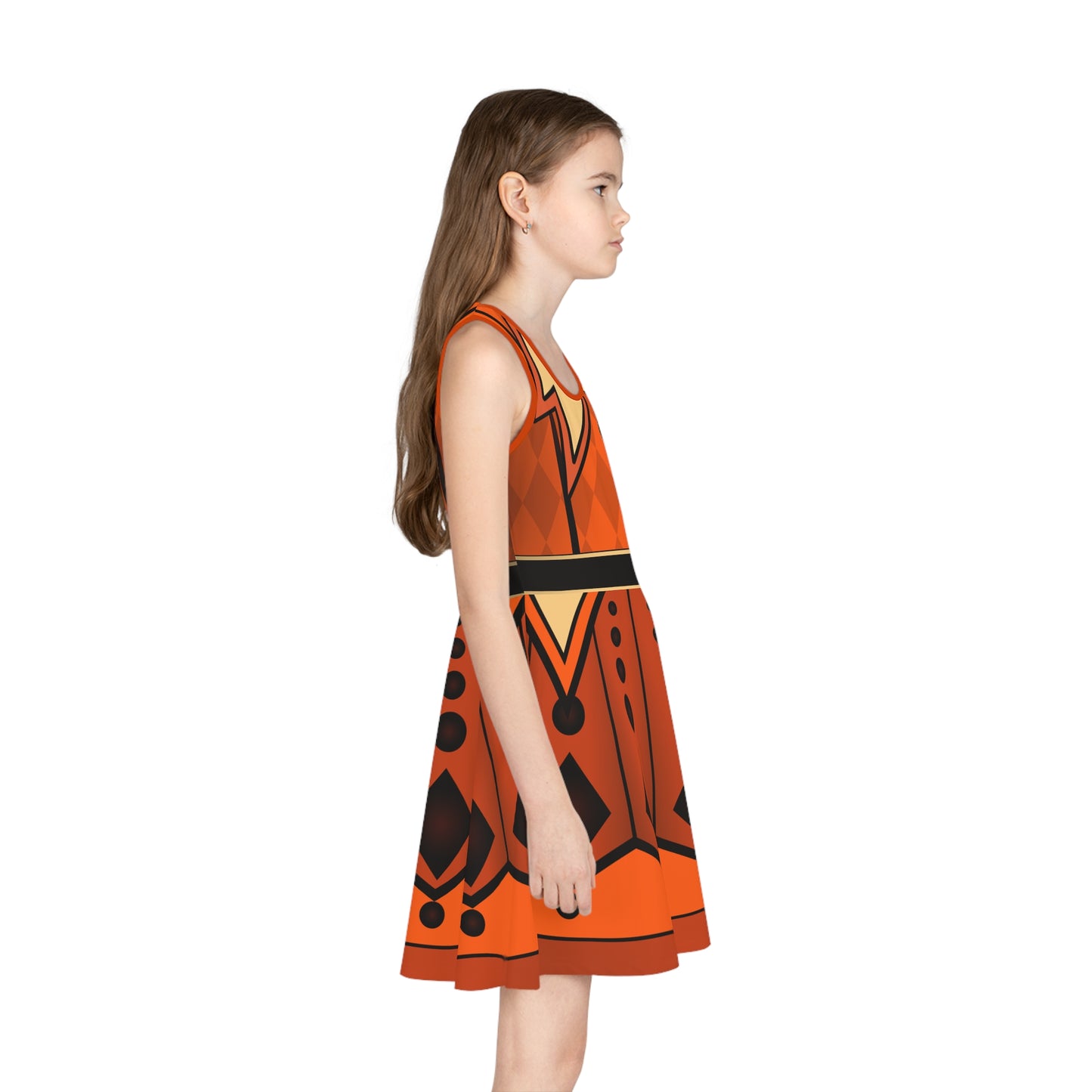 Girls Vintage Halloween Twirl Dress | Pumpkin Orange & Black Fall Dress
