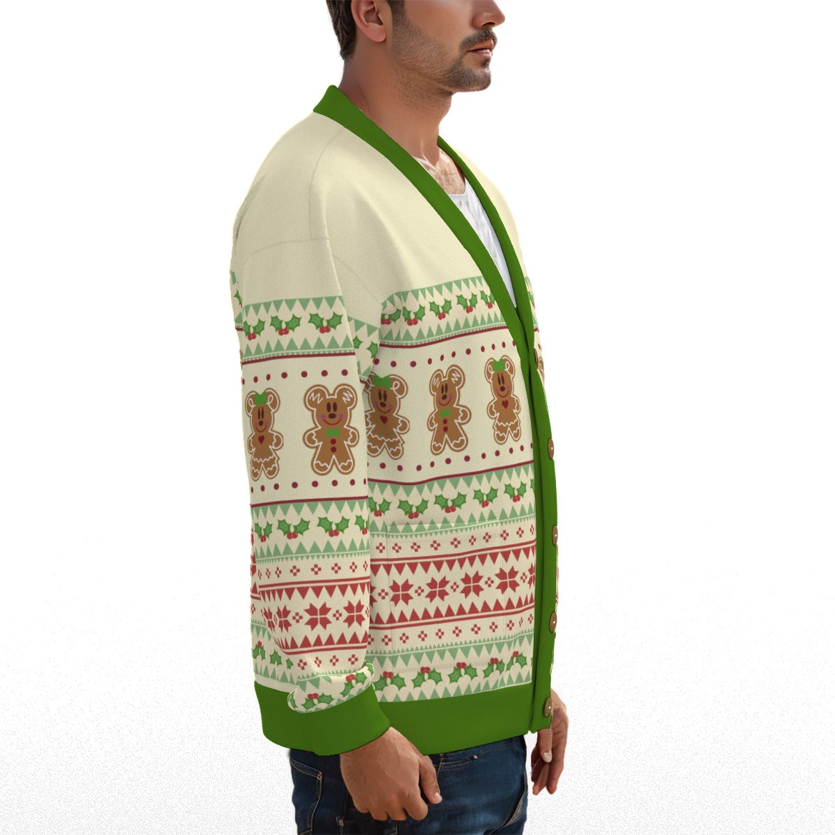 Gingerbread Fair Isle Ugly Christmas Sweater Cardigan | Unisex Holiday Collection