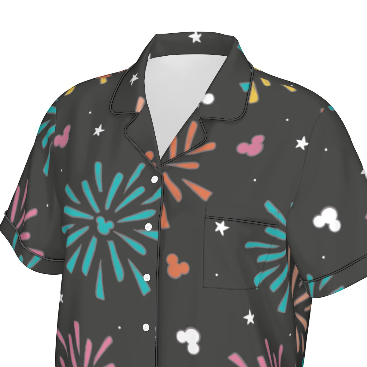 Firework Mouse Women's Short Sleeve Imitation Silk Pajama Set