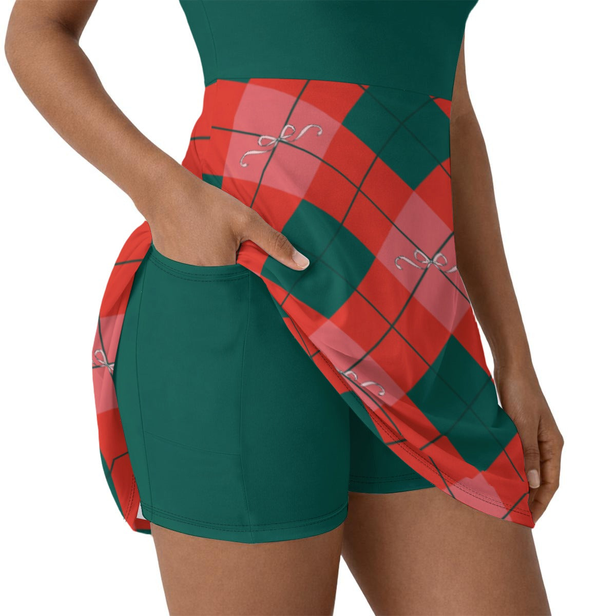 Women’s Holiday Bow Argyle Skater Dress | Character-Inspired Christmas Dress