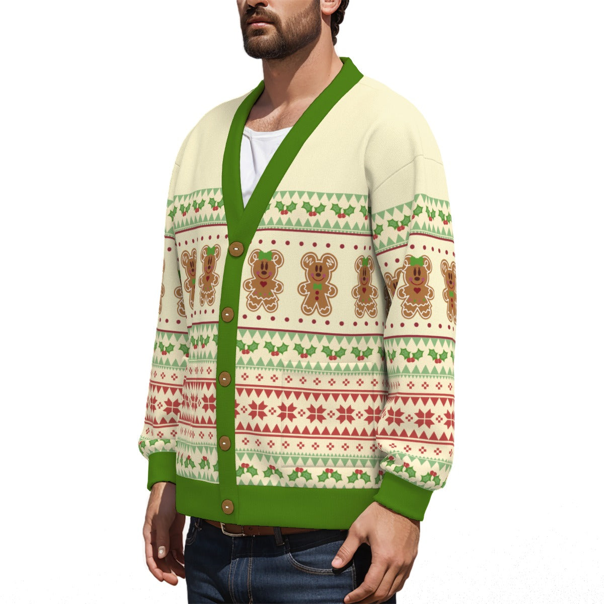 Gingerbread Fair Isle Ugly Christmas Sweater Cardigan | Unisex Holiday Collection