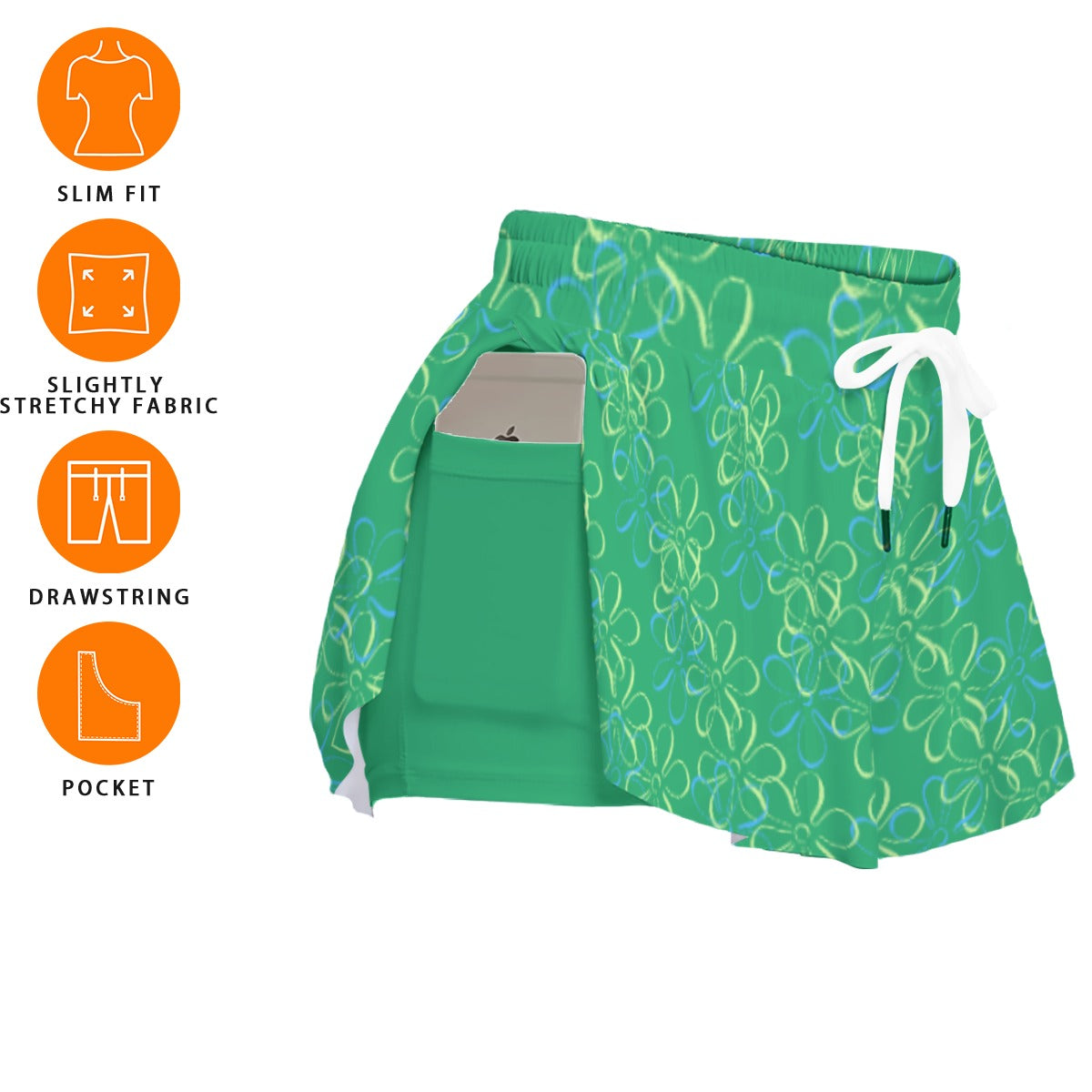 Sassy Emotion Butterfly Shorts | Lime Green Flowy Running Shorts