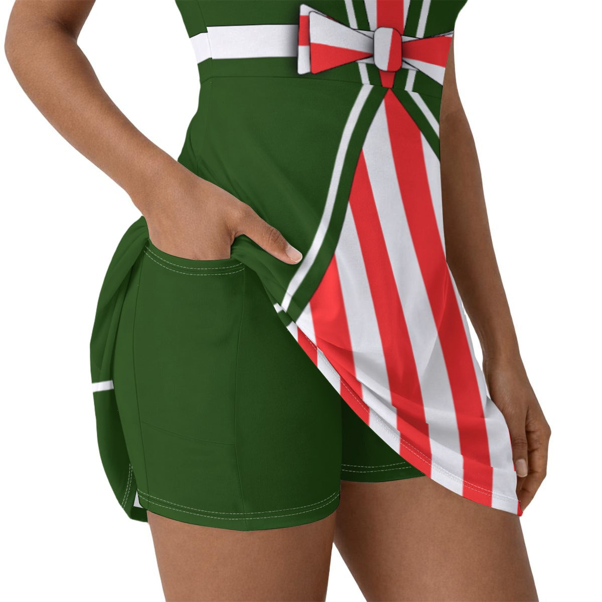 Holiday Mouse Inspired Skater Dress | Christmas Park Outfit | Green Red Striped Character Dress