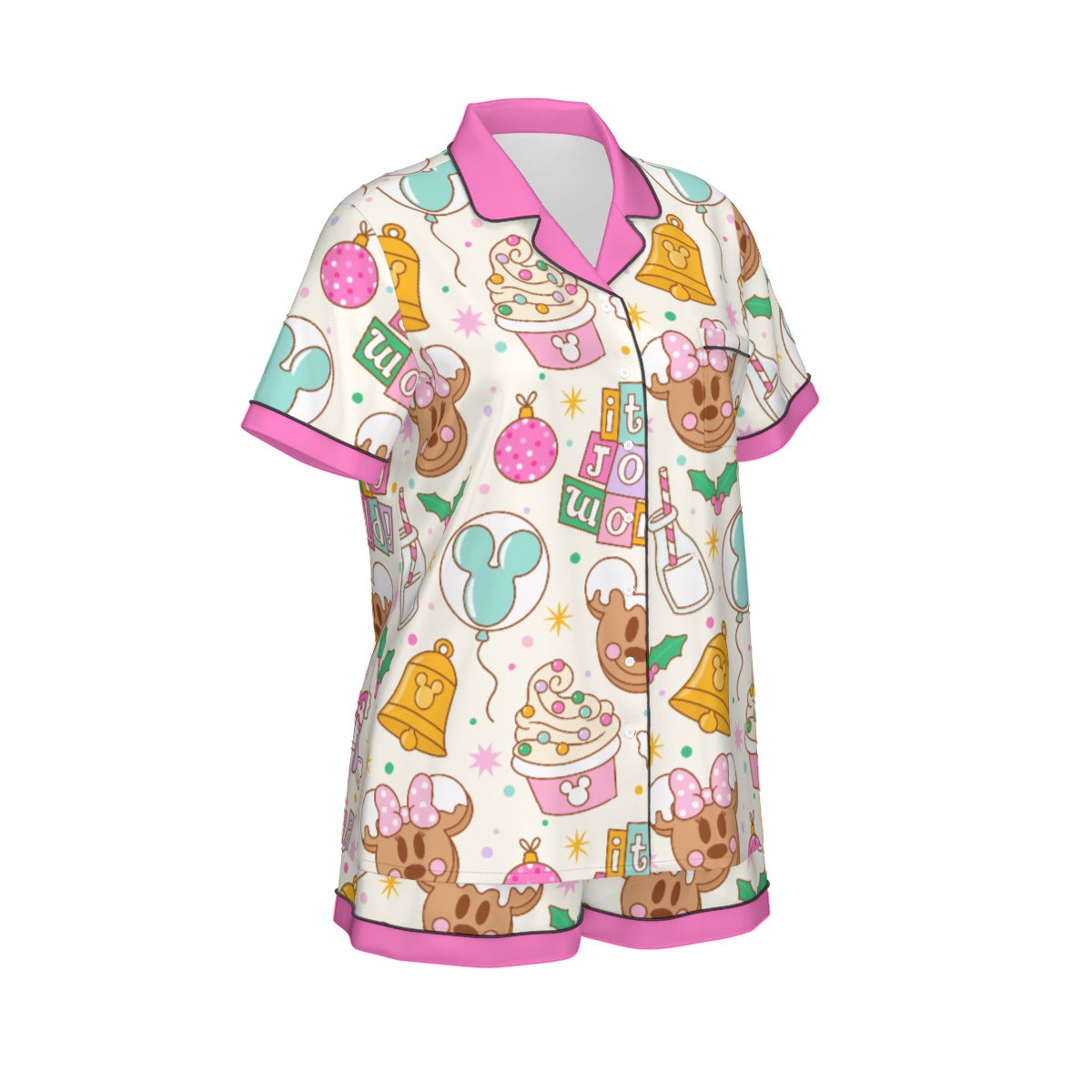 Holiday Park Treats Faux Silk Pajama Set