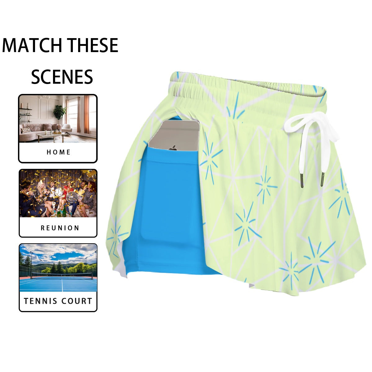Radiant Emotion Butterfly Shorts | Sunshine & Sky Blue Flowy Athletic Shorts