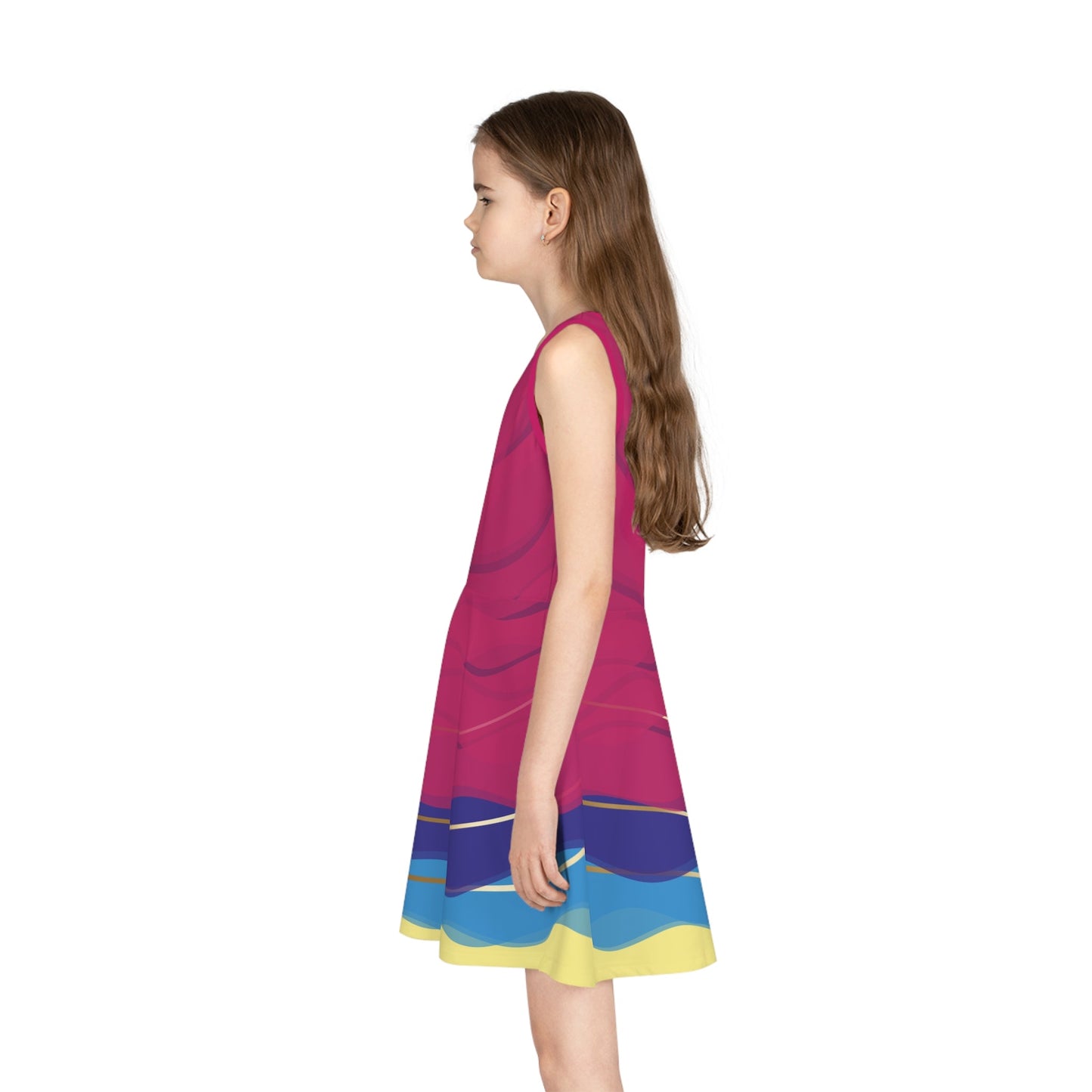 70th Anniversary Celebrate Happy Girls' Sleeveless Sundress celebrate happydisney cosplayAll Over PrintsWrong Lever Clothing