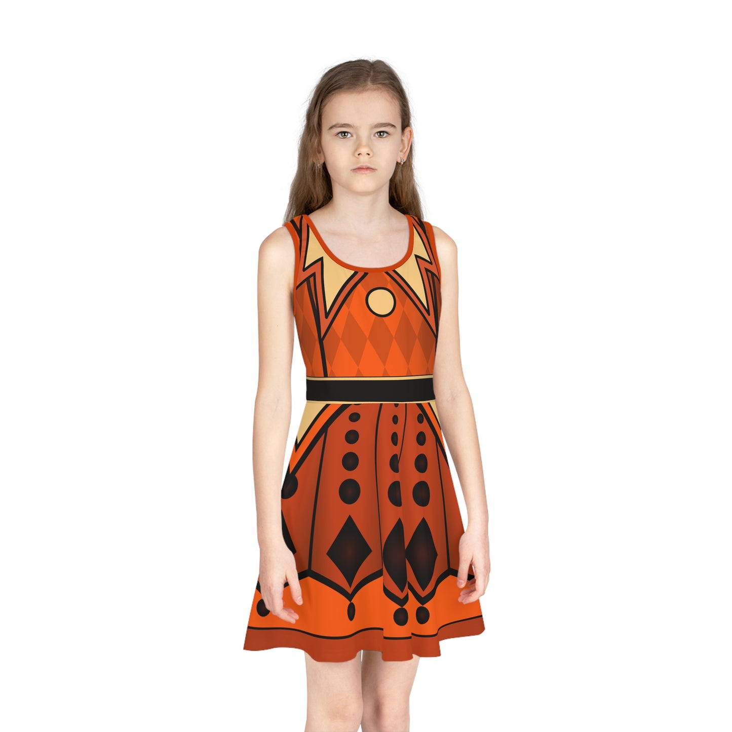 Girls Vintage Halloween Twirl Dress | Pumpkin Orange & Black Fall Dress