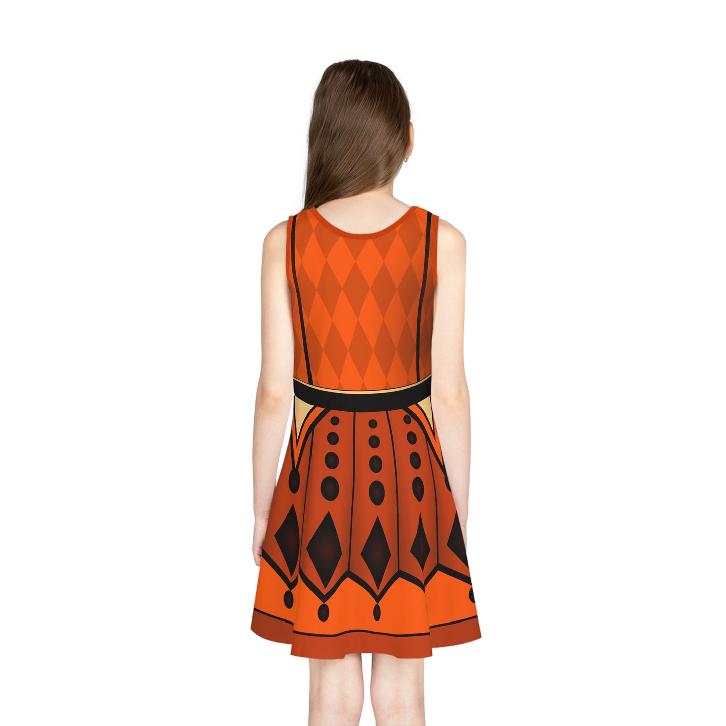 Girls Vintage Halloween Twirl Dress | Pumpkin Orange & Black Fall Dress