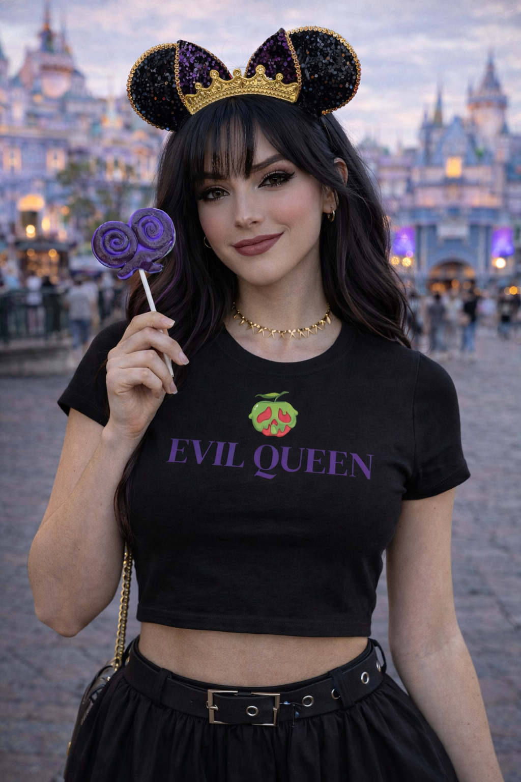 Evil Queen Y2K Babydoll Shirt — Villain-Inspired Women's Baby Tee