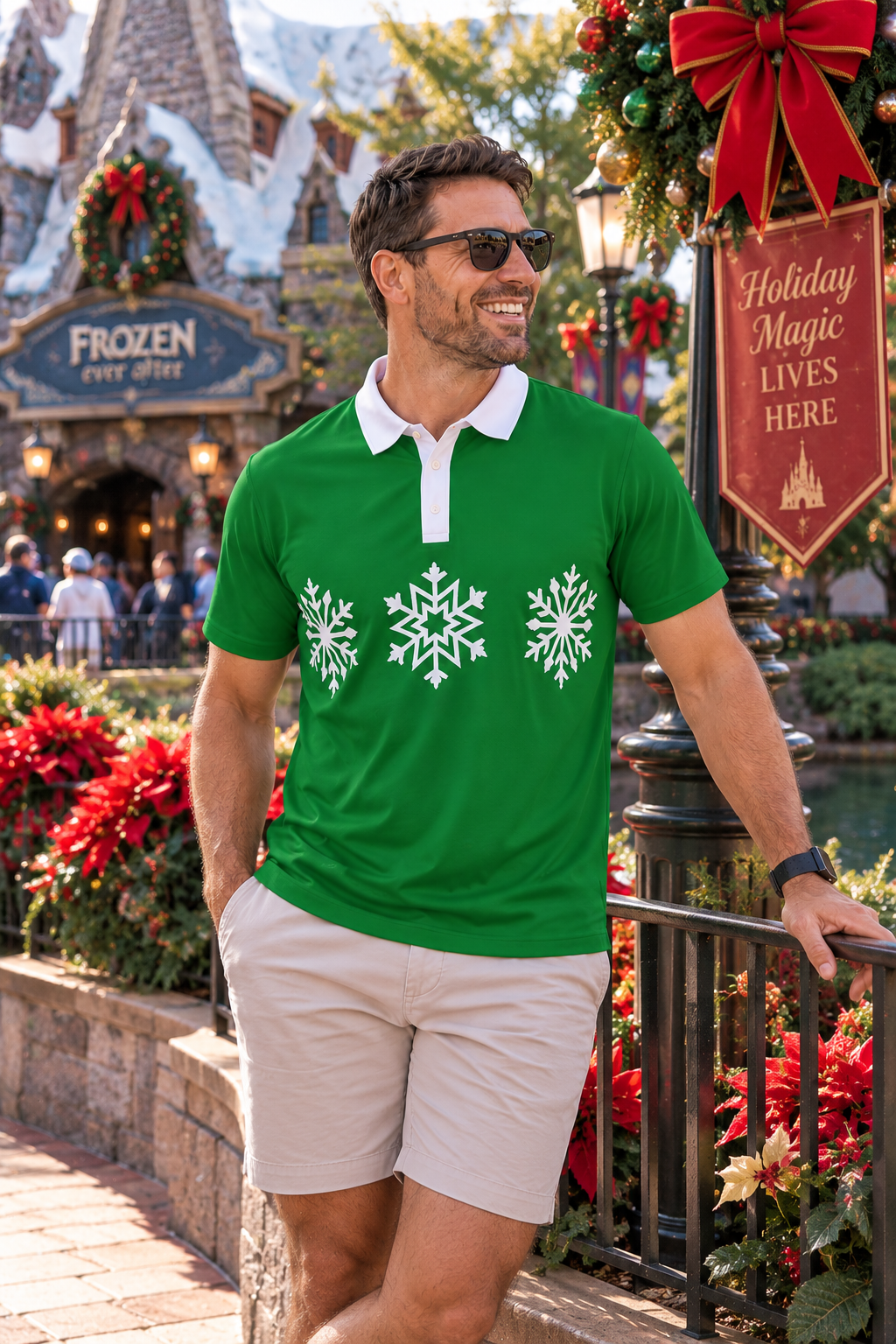Holiday Snowflake Men's Polo
