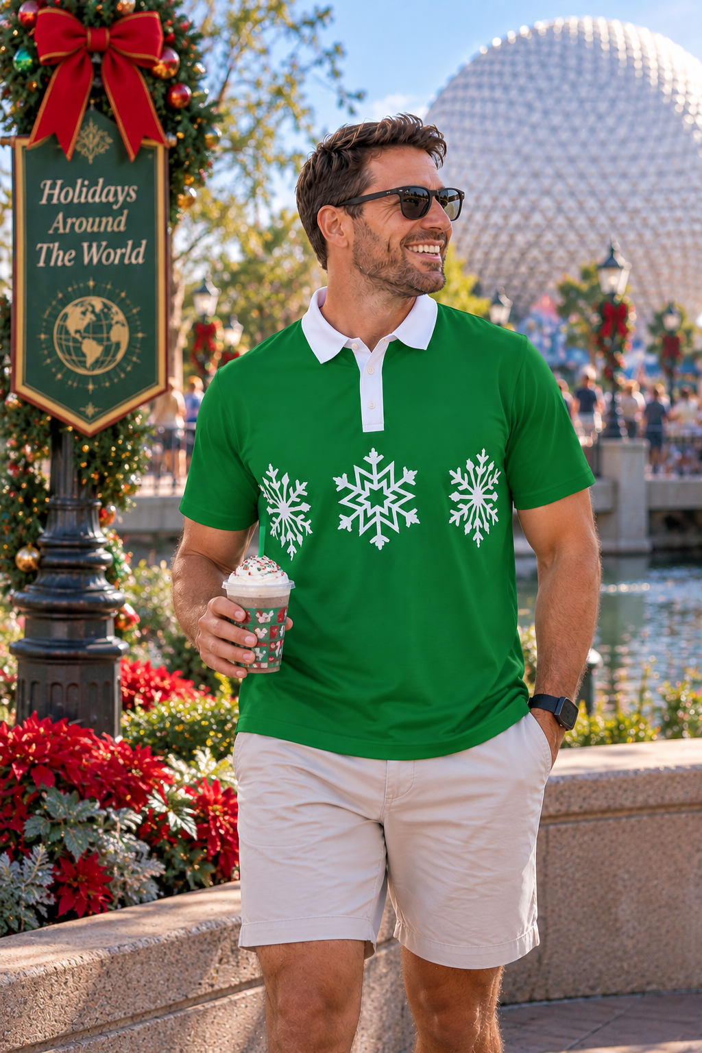 Holiday Snowflake Men's Polo