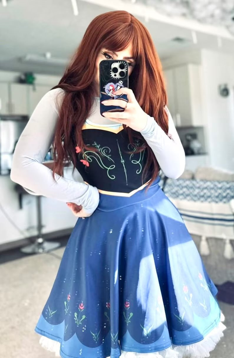Anna Skater Dress, Princess dress for trips, cosplay