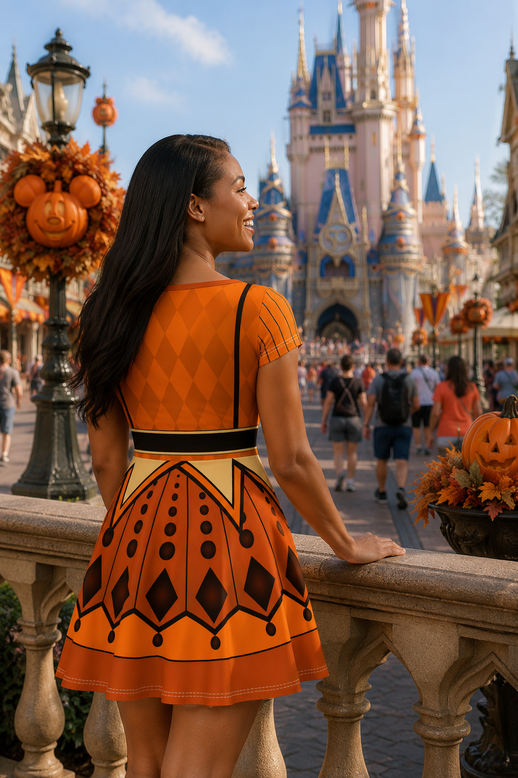 Pumpkin Party Twirl Dress | Mouse Inspired Theme Park Dress | Women's Costume Dress