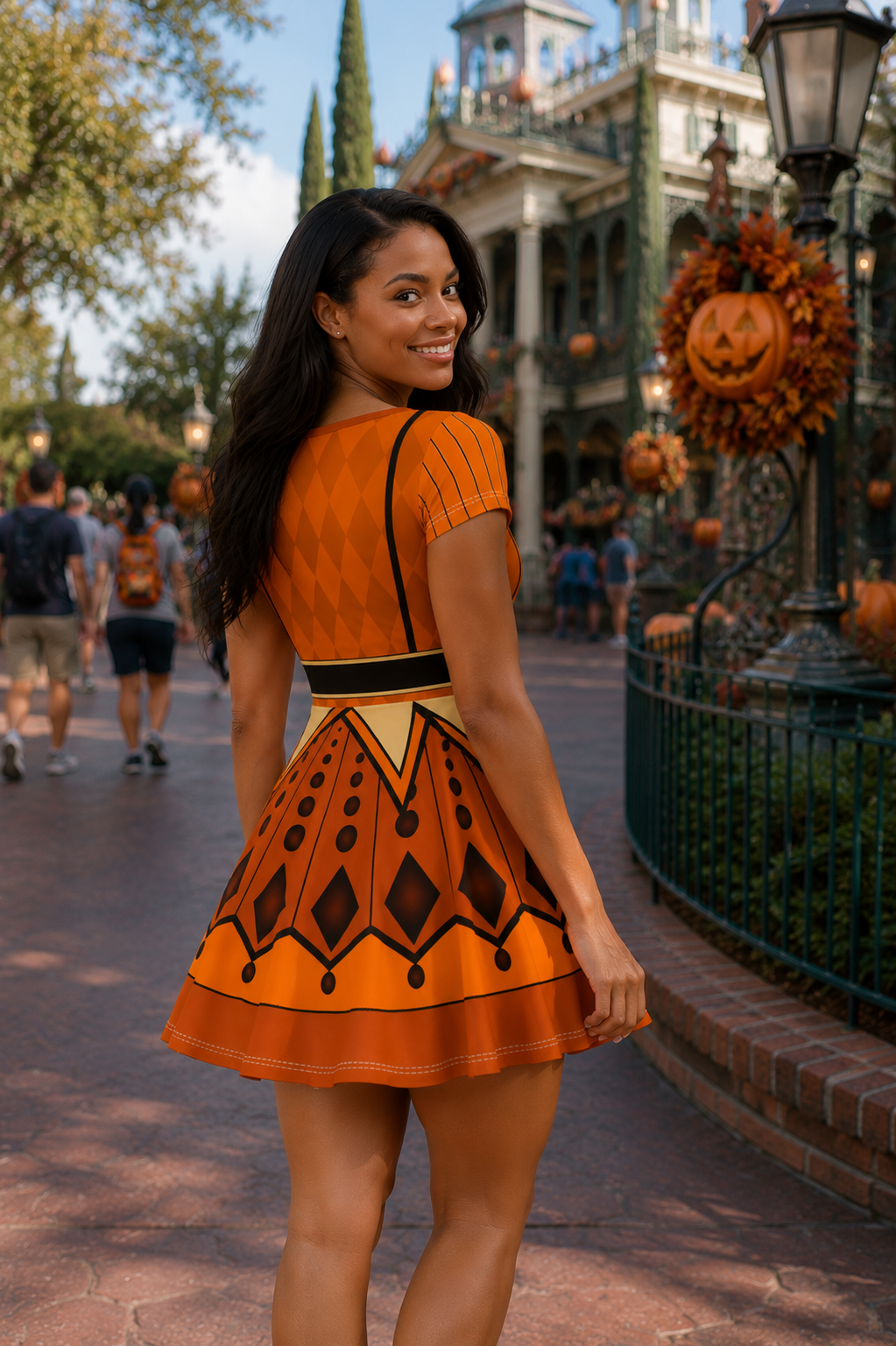 Pumpkin Party Twirl Dress | Mouse Inspired Theme Park Dress | Women's Costume Dress