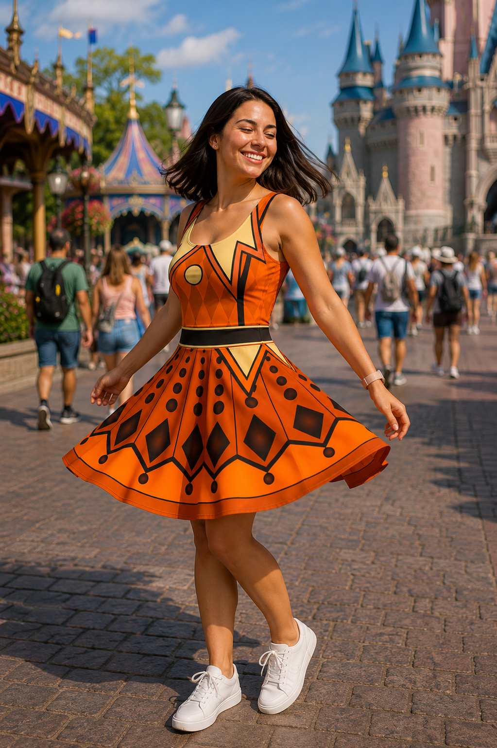 Pumpkin Party Twirl Dress | Mouse Inspired Theme Park Dress | Women's Costume Dress