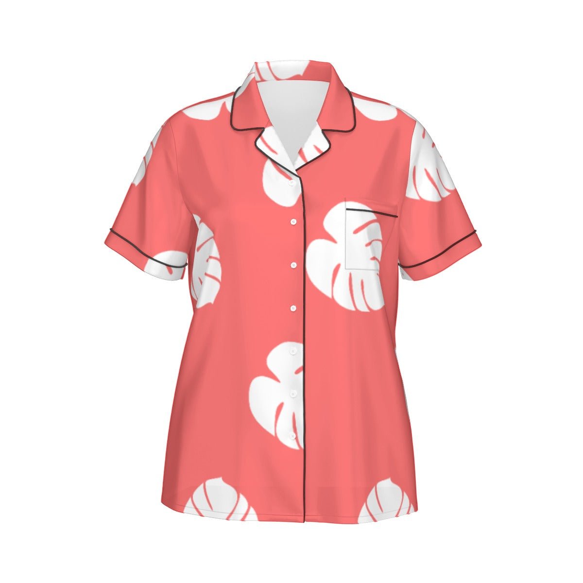 All - Over Print Women's Imitation Silk Pajama Set With Short Sleeve Wrong Lever Clothing