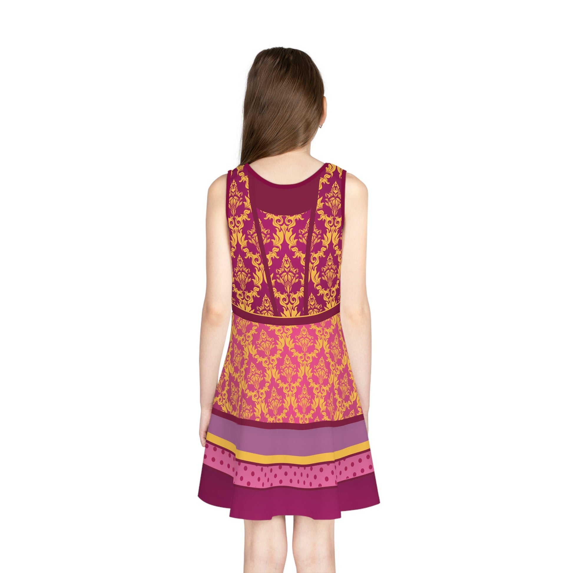 Anastasia Bold Pink KIDS Wicked Stepsister - Inspired All - Over Print Skater Dress | Villainous Fairytale Bound Outfit All Over PrintAOPAll Over PrintsWrong Lever Clothing