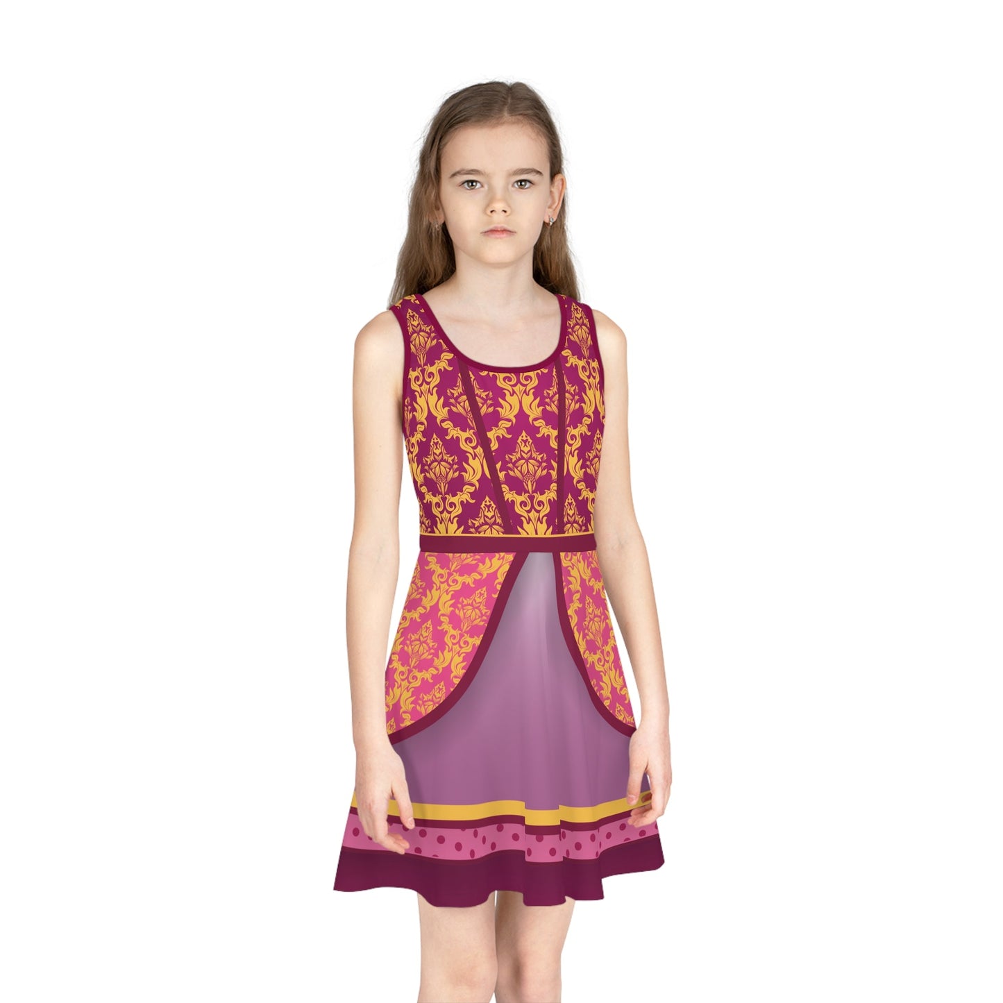 Anastasia Bold Pink KIDS Wicked Stepsister - Inspired All - Over Print Skater Dress | Villainous Fairytale Bound Outfit All Over PrintAOPAll Over PrintsWrong Lever Clothing