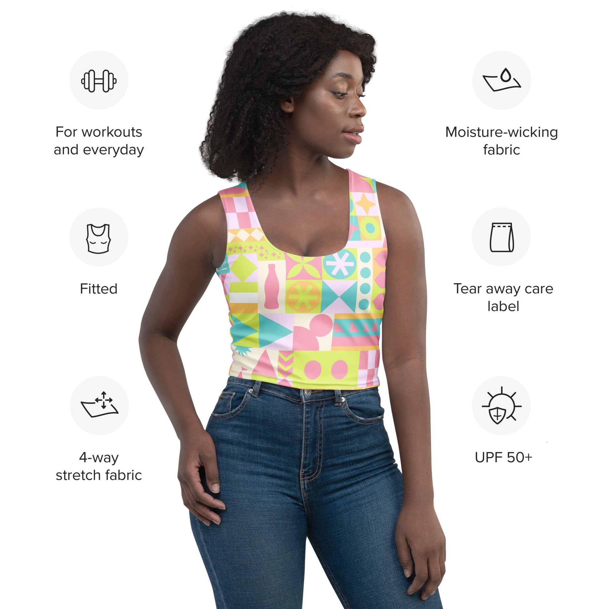Blair Inspired Pastel Small World Crop Top active wearboundingWrong Lever Clothing