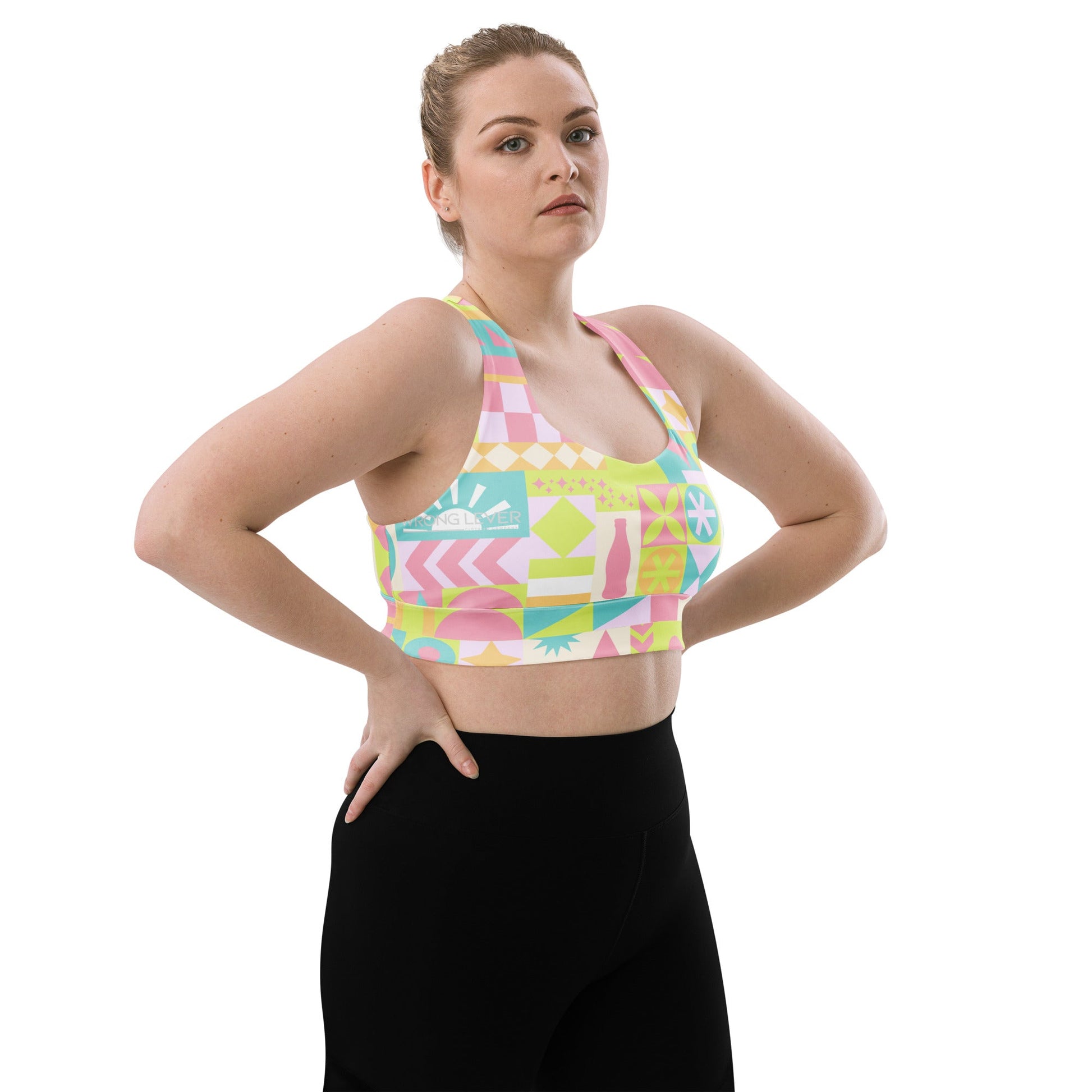 Blair inspired Small World Recycled Longline Sports Bra active wearboundingWrong Lever Clothing