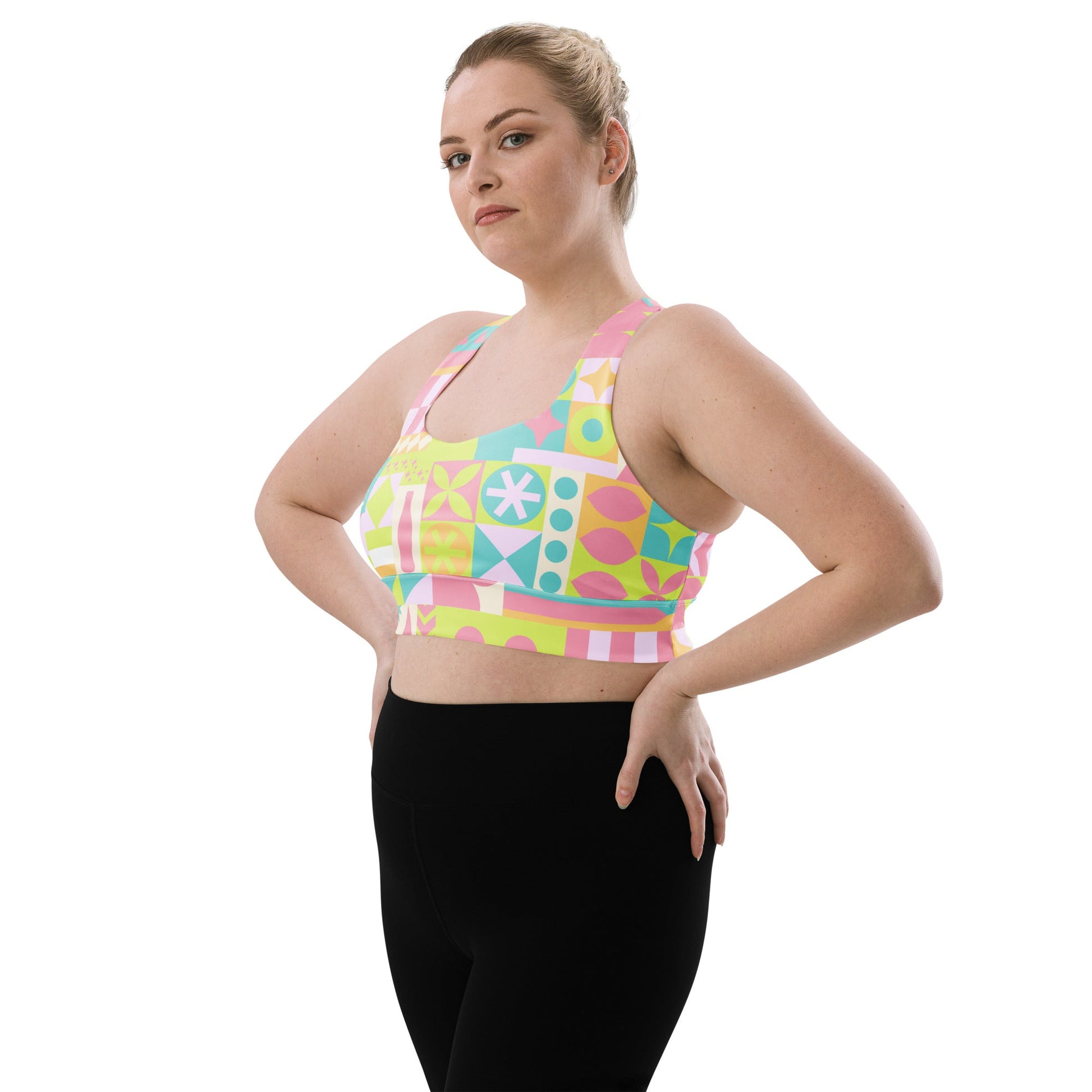 Blair inspired Small World Recycled Longline Sports Bra active wearboundingWrong Lever Clothing