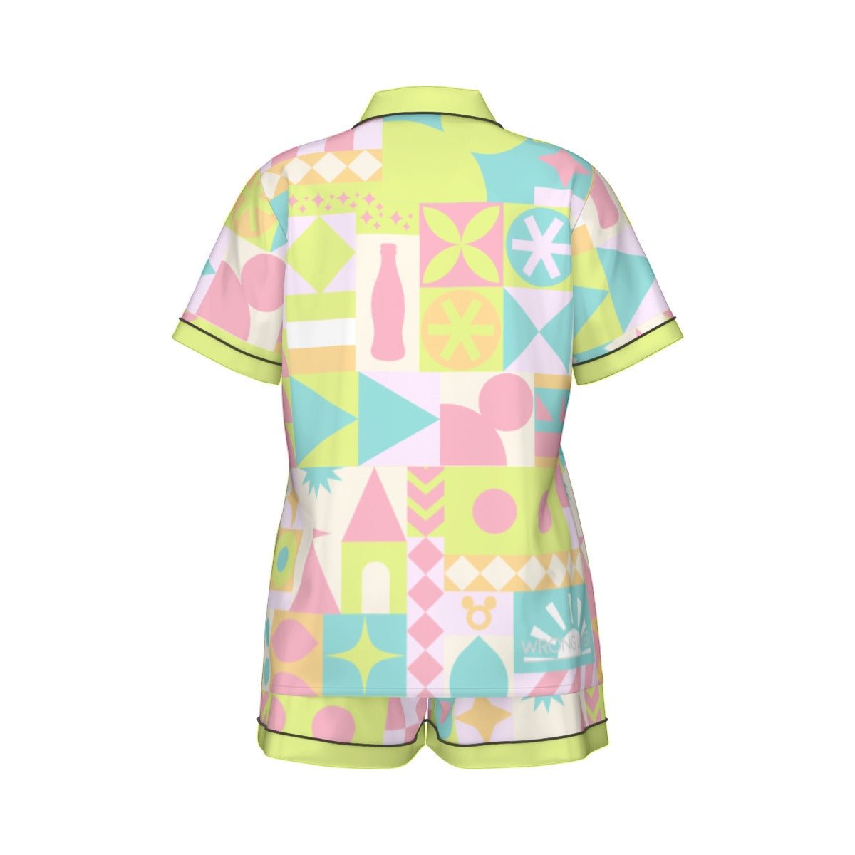Blair Inspired Small World Women's Imitation Silk Pajama Set With Short Sleeve Blair Inspired Small World Women's Imitation Silk Pajama Set With Short SleeveWrong Lever Clothing