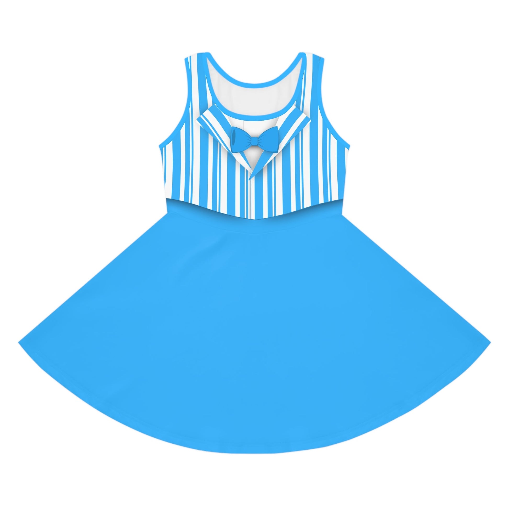 Blue Dapper Day Main St Magic Inspired Girl's Skater Dress - Bounding Main St USA Style adult disney halloweenadult halloweenAll Over PrintsWrong Lever Clothing