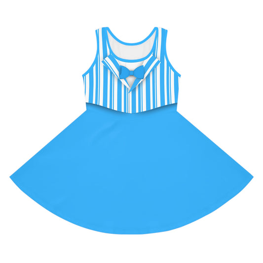 Blue Dapper Day Main St Magic Inspired Girl's Skater Dress - Bounding Main St USA Style adult disney halloweenadult halloweenAll Over PrintsWrong Lever Clothing