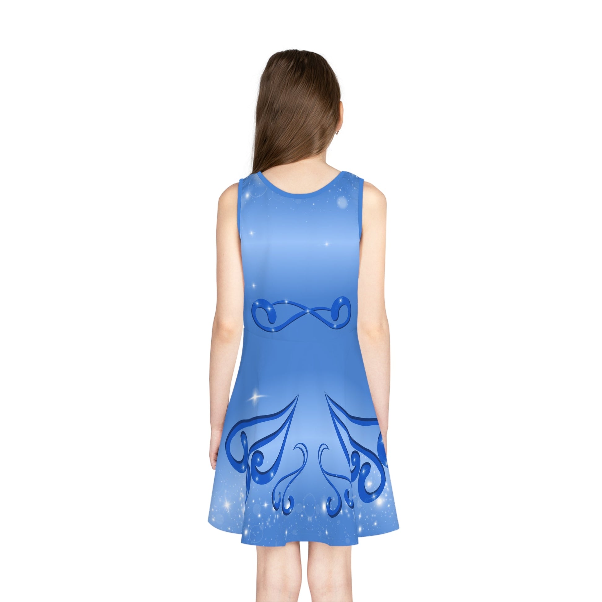 Blue Fairy Girls' Sleeveless Sundress, fandom dress, casual cosplay, festive costume blue fairydisney costumeAll Over PrintsWrong Lever Clothing