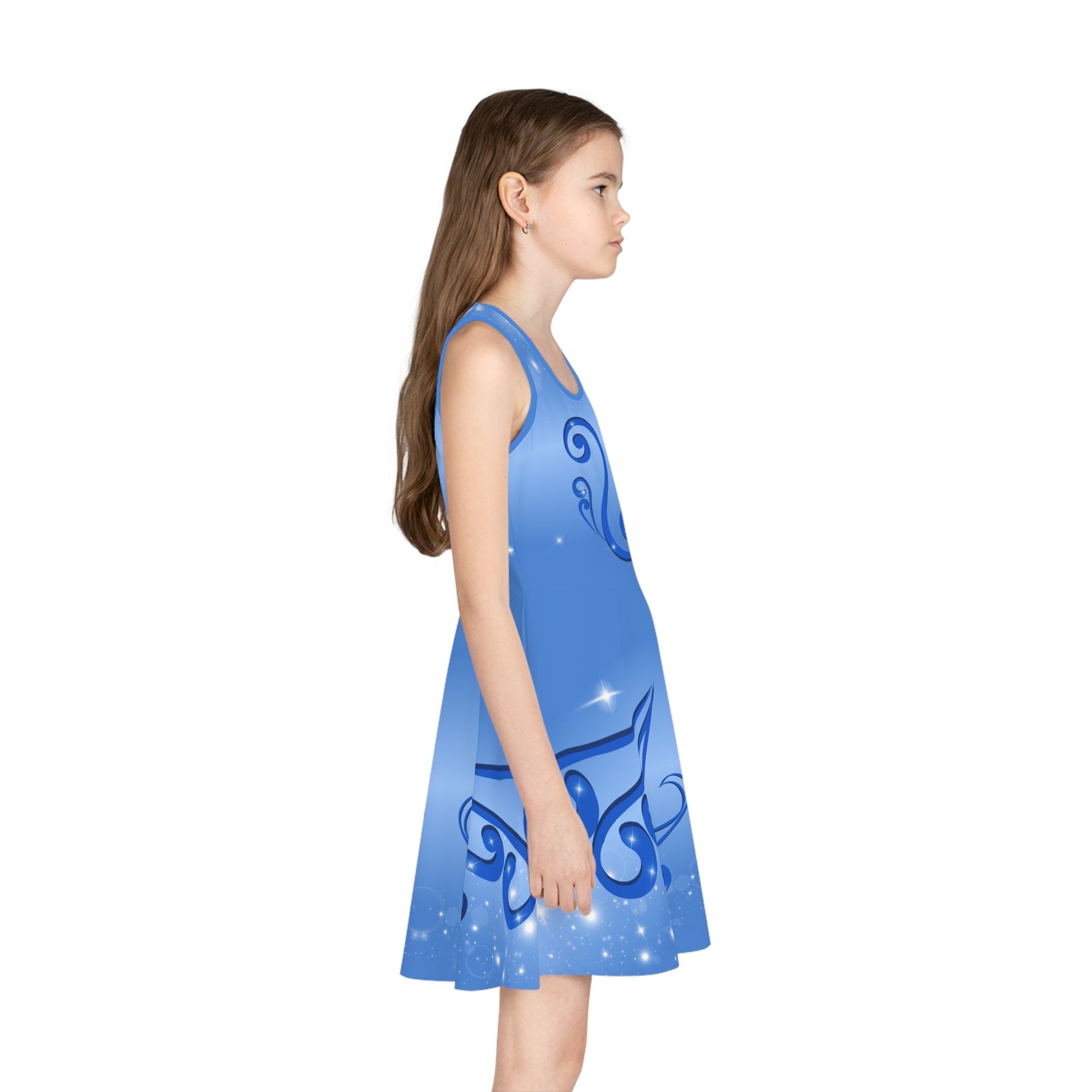 Blue Fairy Girls' Sleeveless Sundress, fandom dress, casual cosplay, festive costume blue fairydisney costumeAll Over PrintsWrong Lever Clothing