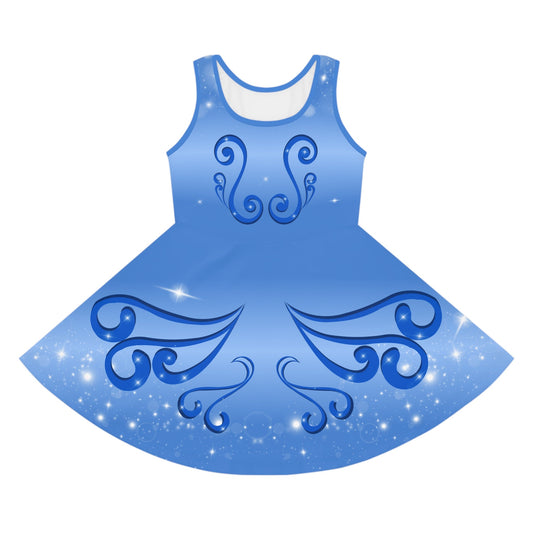 Blue Fairy Girls' Sleeveless Sundress, fandom dress, casual cosplay, festive costume blue fairydisney costumeAll Over PrintsWrong Lever Clothing