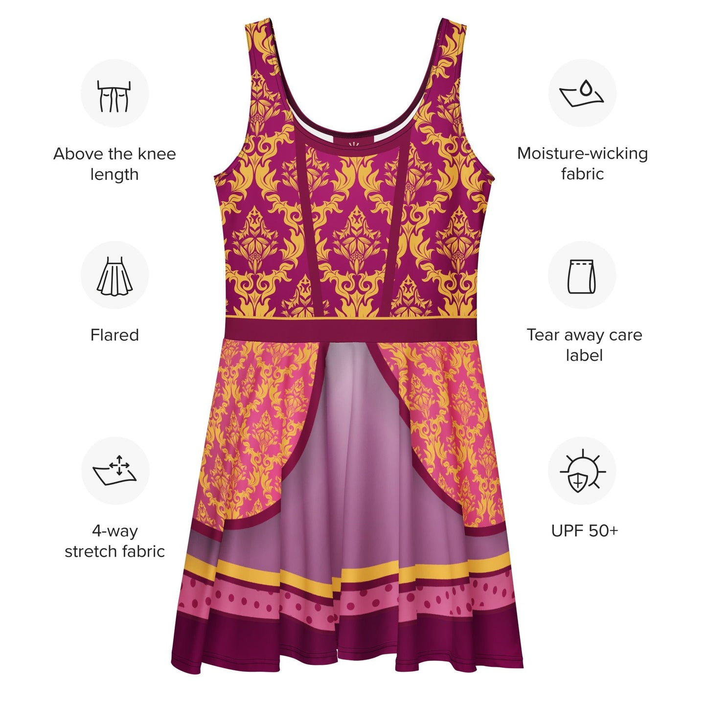 Bold Pink Wicked Stepsister - Inspired All - Over Print Skater Dress | Villainous Fairytale Bound Outfit anastasia dressanastasia stepsisterWrong Lever Clothing