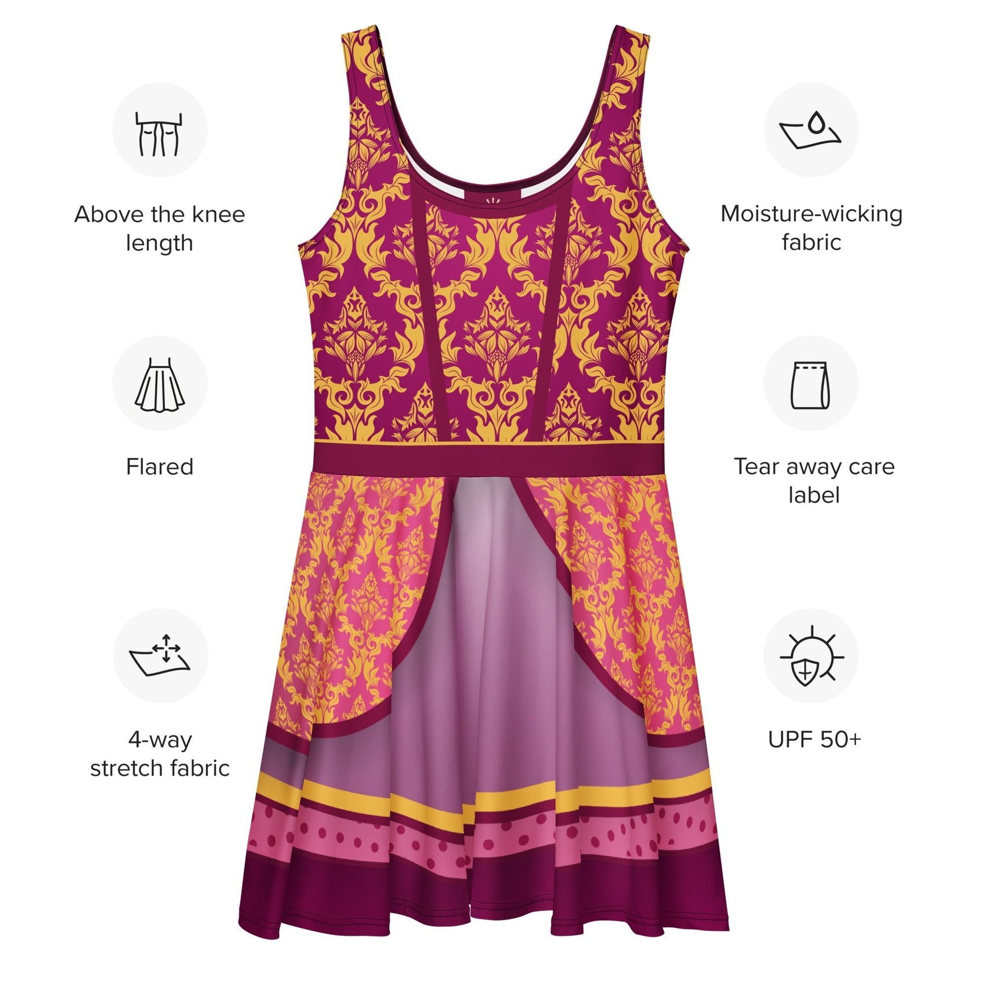 Bold Pink Wicked Stepsister - Inspired All - Over Print Skater Dress | Villainous Fairytale Bound Outfit anastasia dressanastasia stepsisterWrong Lever Clothing