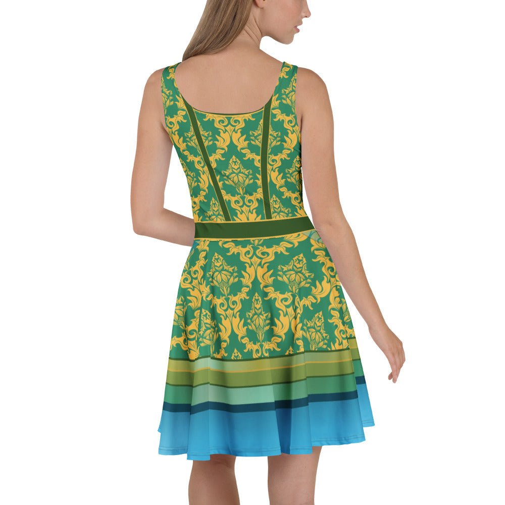 Bold Teal Wicked Stepsister - Inspired All - Over Print Skater Dress | Villainous Fairytale Bound Outfit adult cinderellaadult cinderella styleWrong Lever Clothing