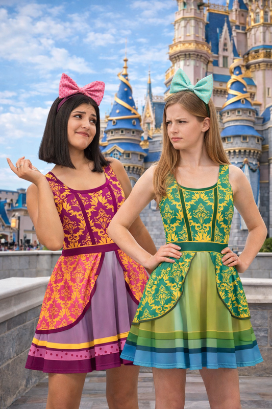 Bold Teal Wicked Stepsister - Inspired All - Over Print Skater Dress | Villainous Fairytale Bound Outfit adult cinderellaadult cinderella styleWrong Lever Clothing