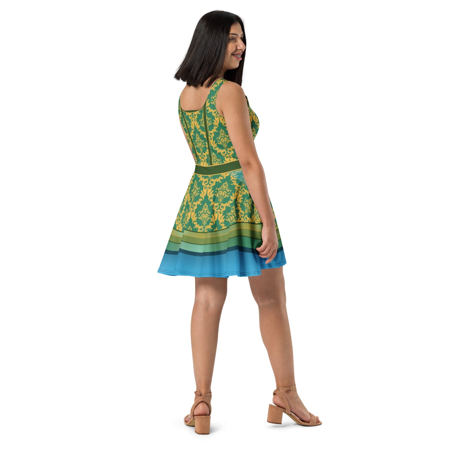 Bold Teal Wicked Stepsister - Inspired All - Over Print Skater Dress | Villainous Fairytale Bound Outfit adult cinderellaadult cinderella styleWrong Lever Clothing
