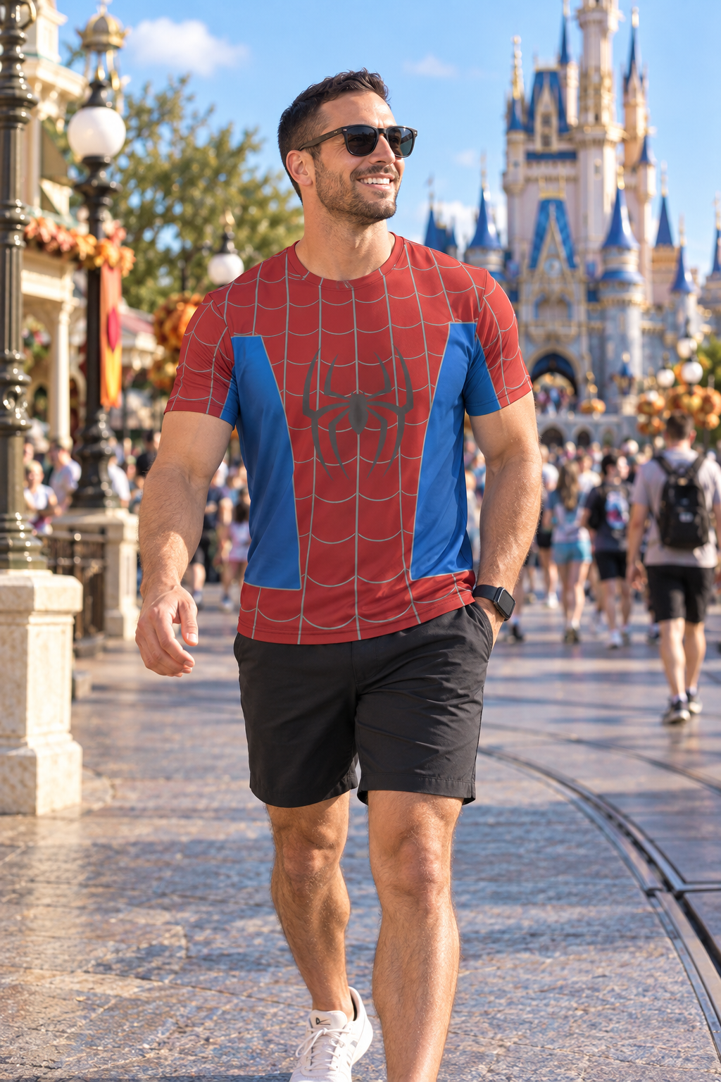 Brand New Day Hero Shirt | Red Blue Web Shirt | Comic Inspired Adult Park Shirt | Superhero Bounding cosplaydisney adultWrong Lever Clothing