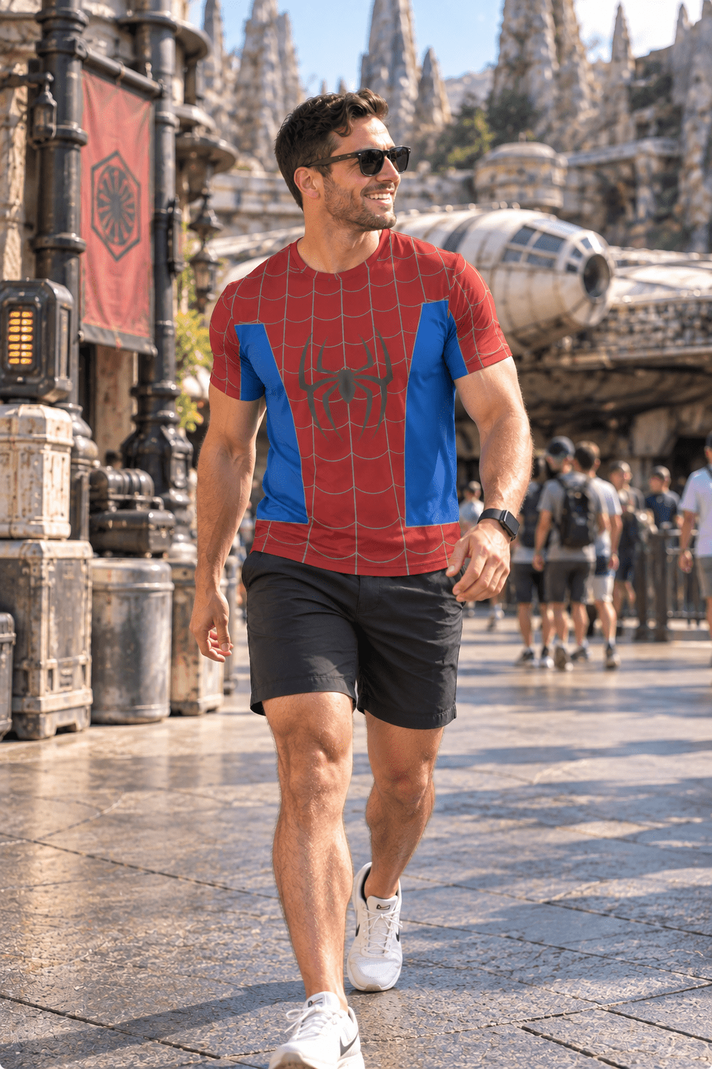 Brand New Day Hero Shirt | Red Blue Web Shirt | Comic Inspired Adult Park Shirt | Superhero Bounding cosplaydisney adultWrong Lever Clothing