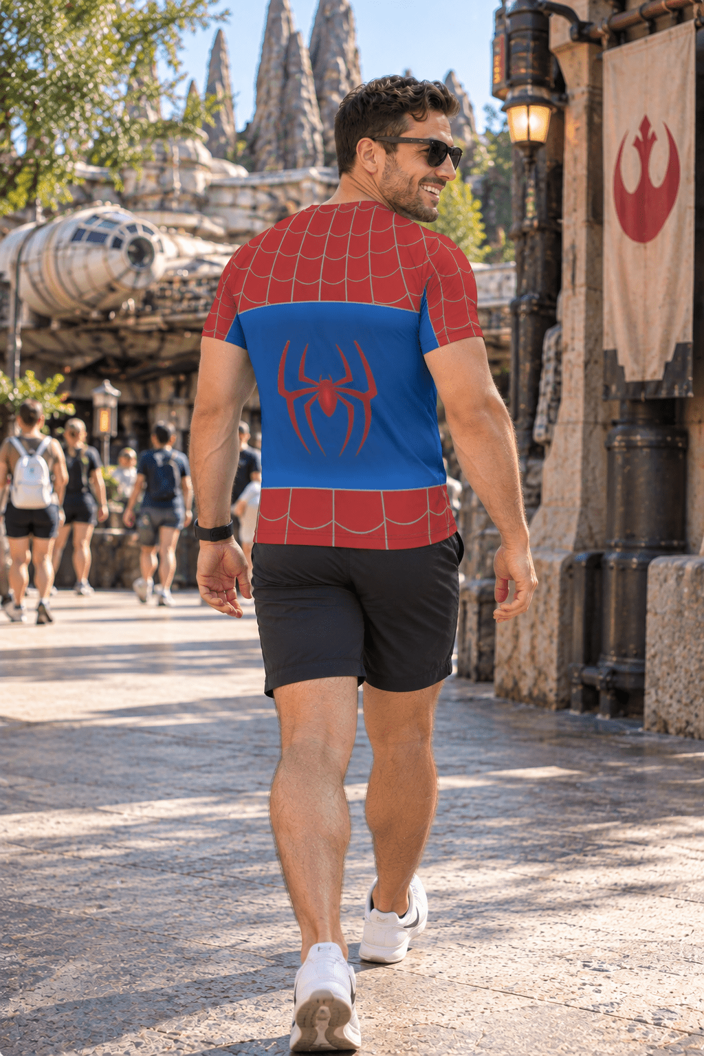 Brand New Day Hero Shirt | Red Blue Web Shirt | Comic Inspired Adult Park Shirt | Superhero Bounding cosplaydisney adultWrong Lever Clothing
