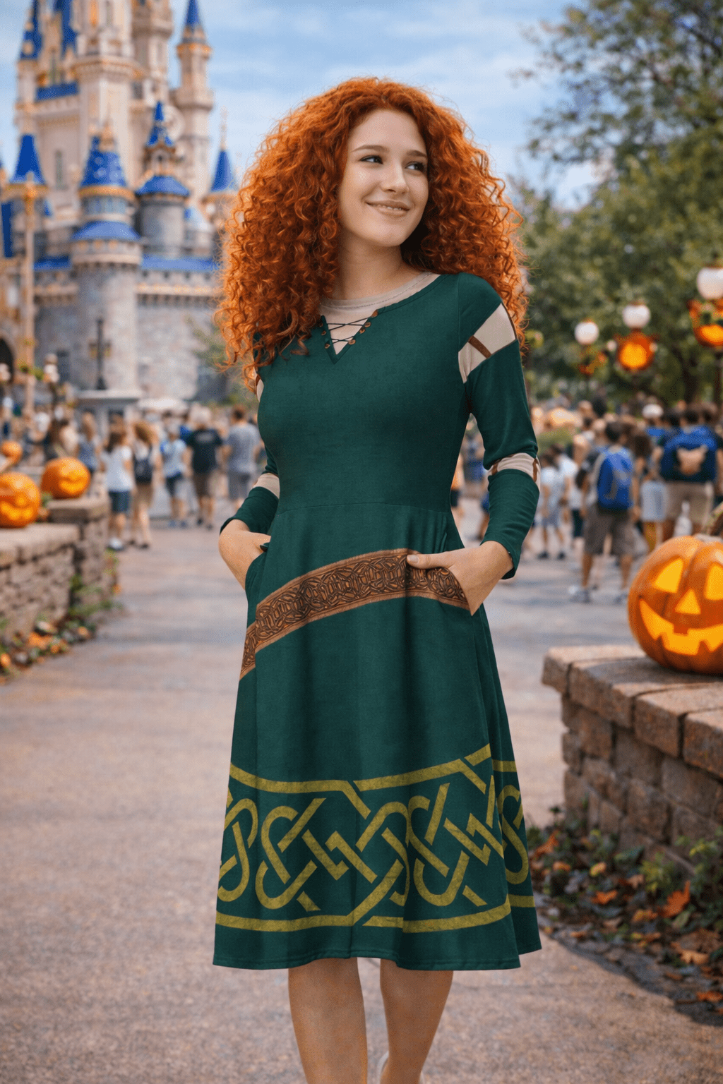 Brave Inspired Merida long sleeve midi dress - Princess Costume, Bounding, Cosplay bravedisney dressSkater DressWrong Lever Clothing
