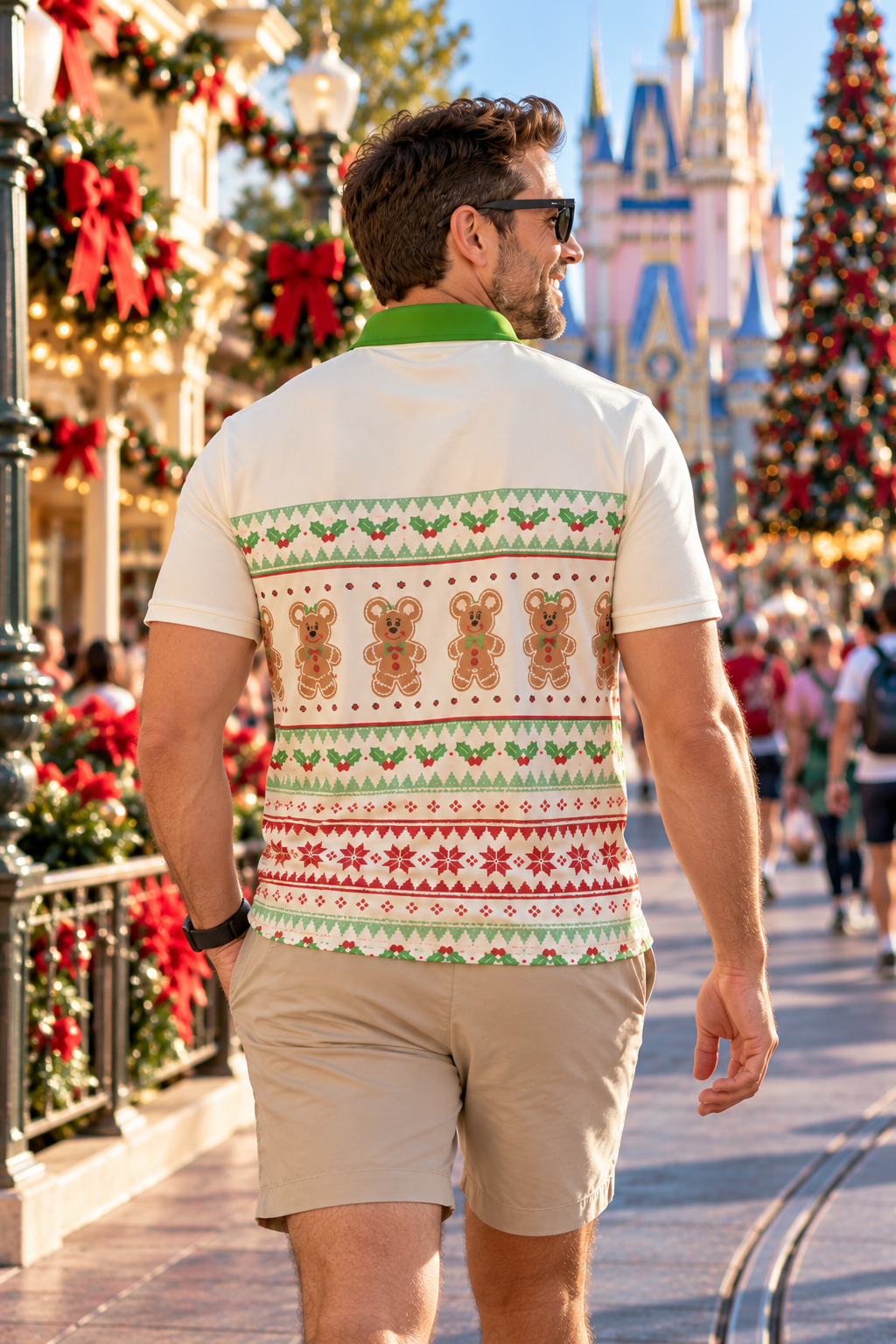 Christmas Fair Isle Mouse Ear Polo Shirt | Holiday Park Collection 100 years of wonderactive disney familymens poloWrong Lever Clothing