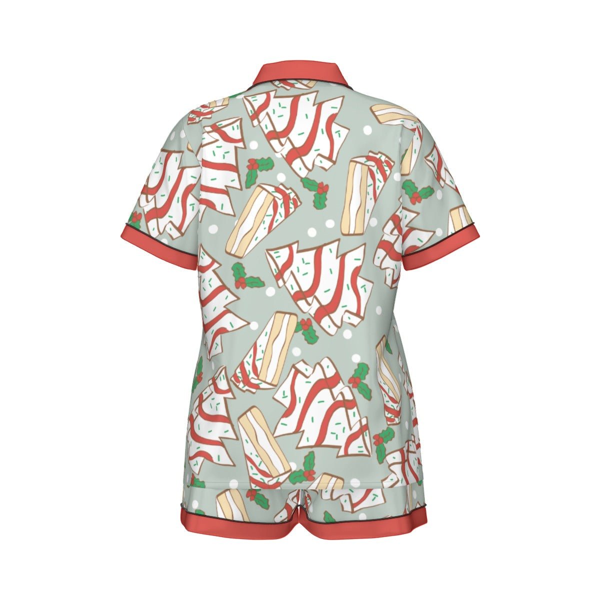 Christmas Inspired Cakes Short Sleeve Women's Imitation Silk Pajama Set Wrong Lever Clothing