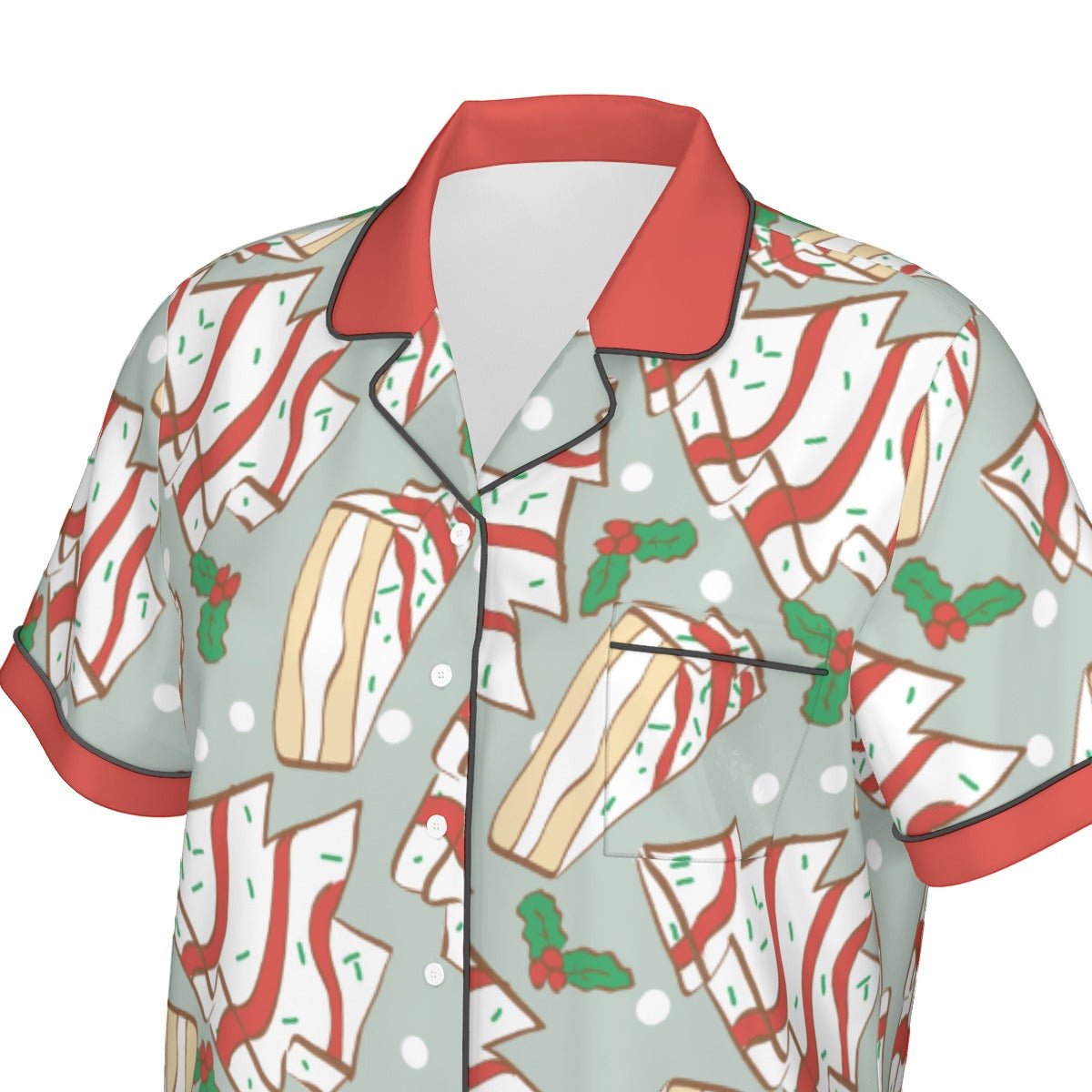 Christmas Inspired Cakes Short Sleeve Women's Imitation Silk Pajama Set Wrong Lever Clothing