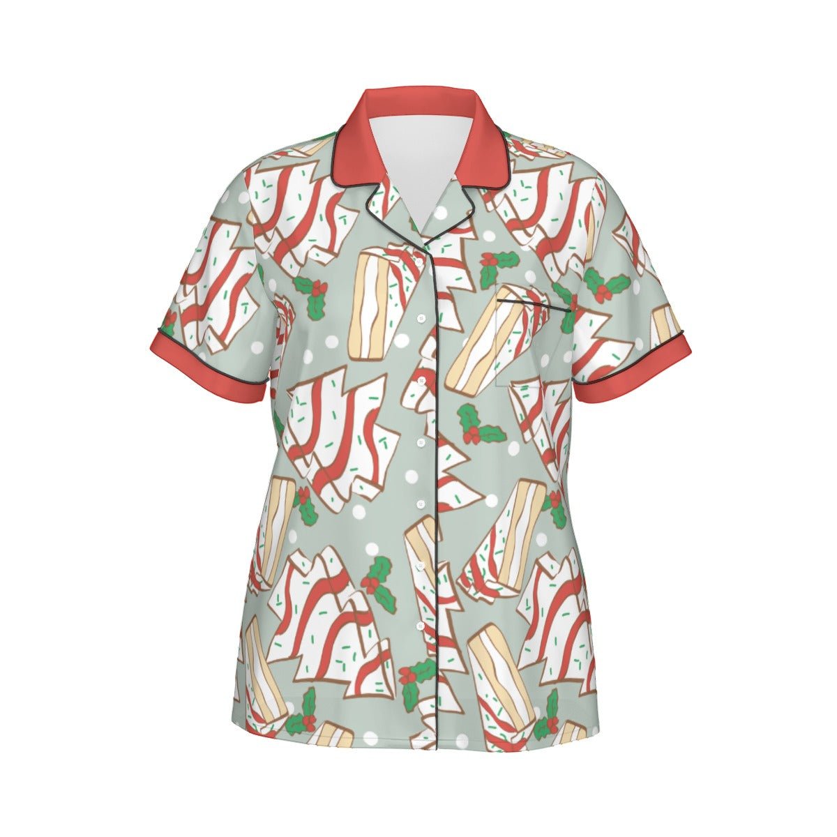 Christmas Inspired Cakes Short Sleeve Women's Imitation Silk Pajama Set Wrong Lever Clothing