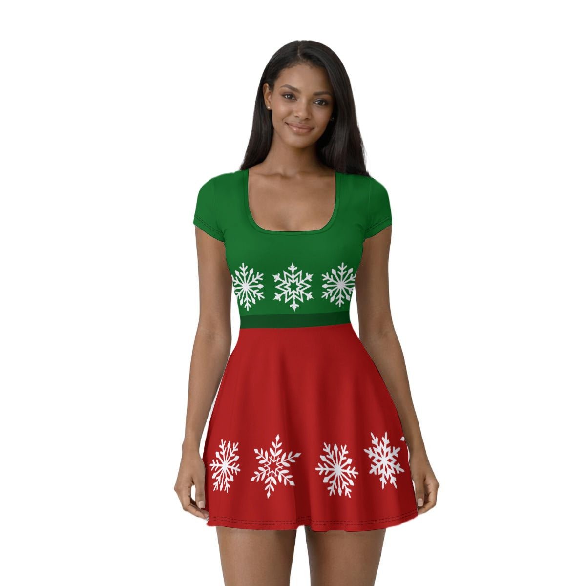 Christmas Sweater Skater Dress | Red & Green Holiday Park Dress adult christmasadult christmas dressWrong Lever Clothing