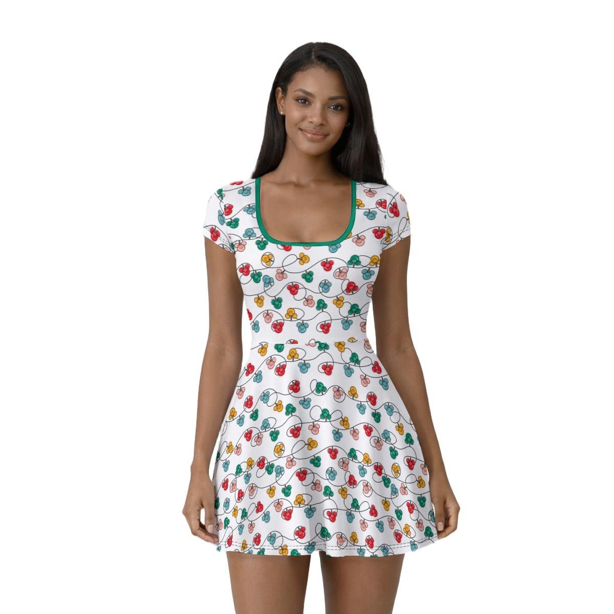 Colorful Christmas Skater Dress | Holiday Park Dress adult christmas dressadult holidayWrong Lever Clothing