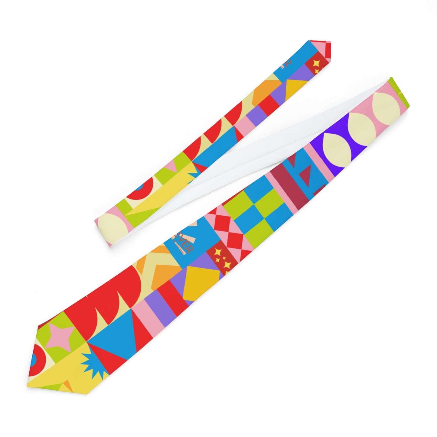 Colorful Geometric Necktie — Bright Abstract Pattern Tie for Parties & Gifts artsy tiebold necktieAccessoriesWrong Lever Clothing