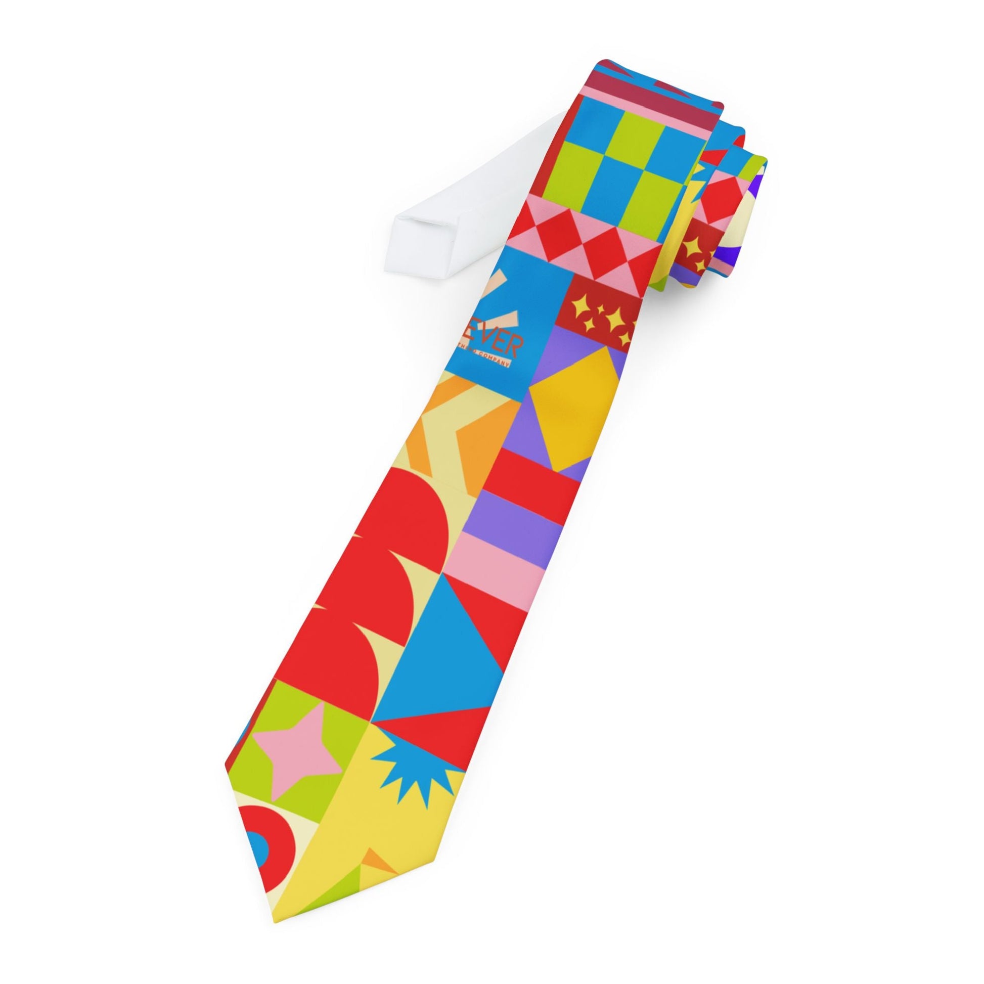 Colorful Geometric Necktie — Bright Abstract Pattern Tie for Parties & Gifts artsy tiebold necktieAccessoriesWrong Lever Clothing